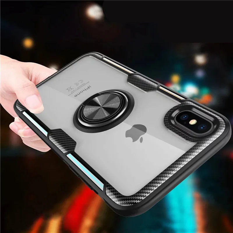 Роскошный чехол для iphone 8 7 6 6S Plus с магнитным кольцом автомобильный держатель