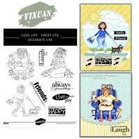 mangocraft old lady happy life cutting dies clear stamp set stencils for decor diy scrapbooking cards embossing stamps die