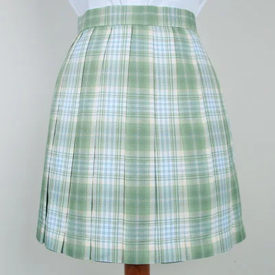 

Girl's Summer High Waist Pleated Skirts Green Gothic Sexy Mini Plaid Skirt Women Kawaii Cute JK Uniform Students Clothes Y2K 90S