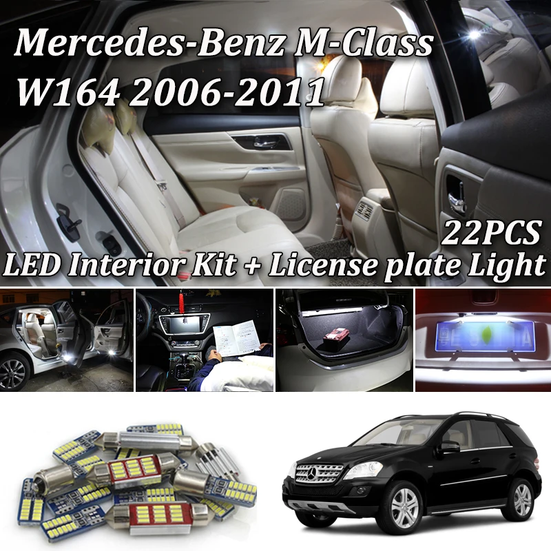 22 шт. светодиодная интерьерная с Canbus огни комплект для Mercedes Benz M Класс W164 ML320 ML350 ML420 ML450 ML500 ML63 AMG интерьерные огни 06-11