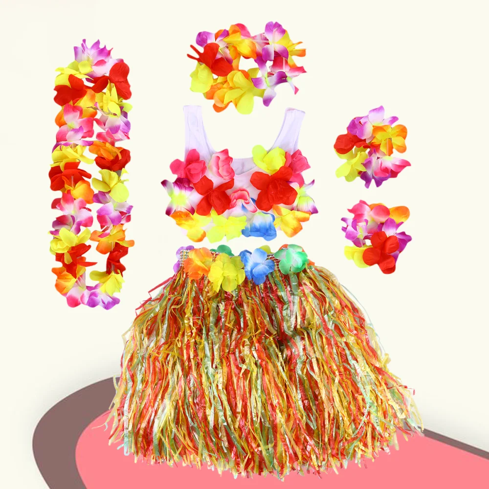 6 шт Гавайский тропический Хула Трава юбка для танцев детское Цветочное платье