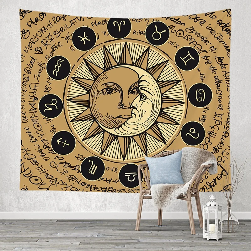 

Tarot Card Printed Tapestry Moon Dream Catcher Background Hanging Cloth Wall Decor Room Bedroom Decoration Psychedelic Tapestry