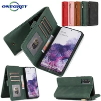 retro luxury zipper case for samsung galaxy s21 s20 fe s10 e s9 note 20 10 9 plus ultra a81 a91 magnetic card holder phone cover