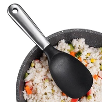 stainless steel rice spoon high quality household thickened long handled silicone serving spoon canteen hotel serving rice spoon