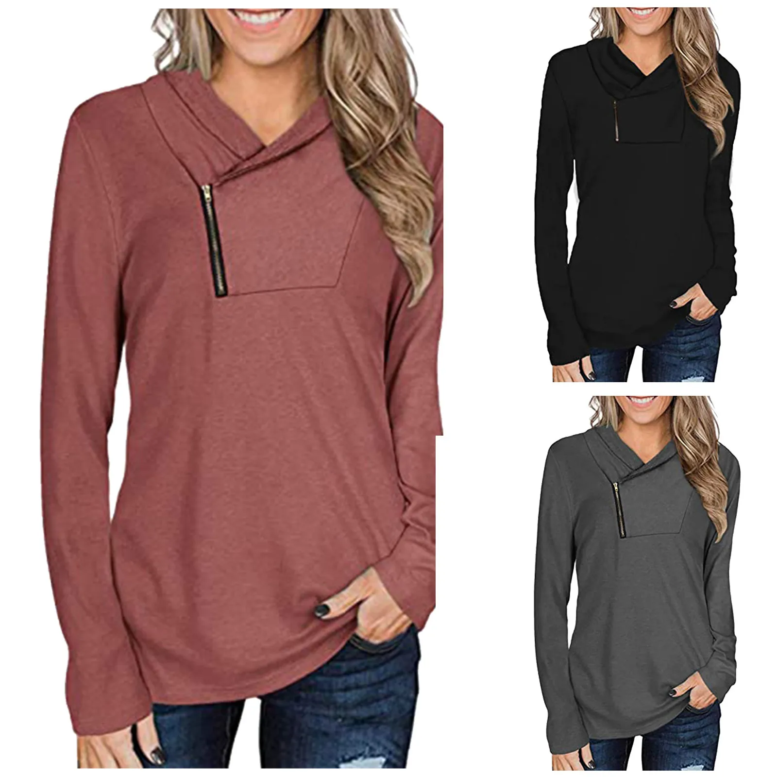 

Женские блузки в стиле Харадзюку, топы с градиентным принтом, Женский пуловер с длинным рукавом, топ с высоким воротником, рубашка, повседне...