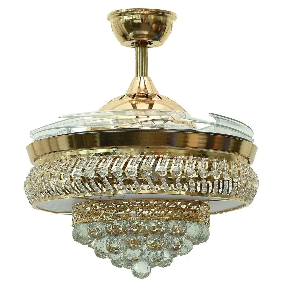 42 дюйма невидимые Хрустальные потолочные вентиляторы с светодиодный светильник