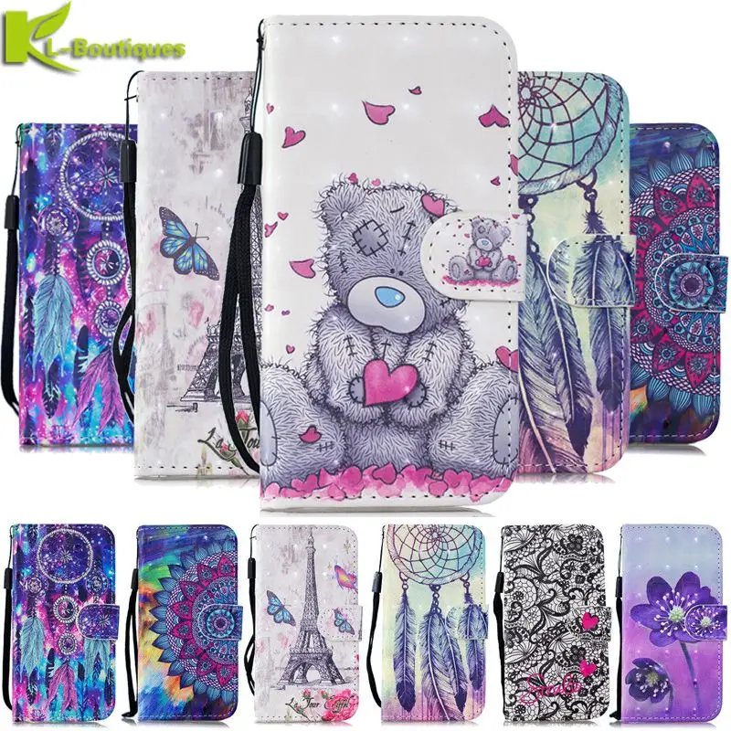 

Case on for Motorola Moto G7 Play G 7 G7 G6 E5 Plus E5 Z3 Play Case Cover Fundas Luxury 3D Painted Flip Leather Phone Cases Bags