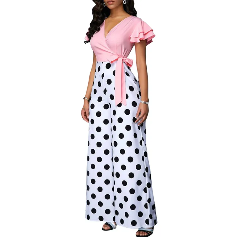 High Waist Women Long Pants Polka Dot Print Stretch Wide Leg Trouser Female Solid White Black Casual Loose Trousers Bottoms | Женская