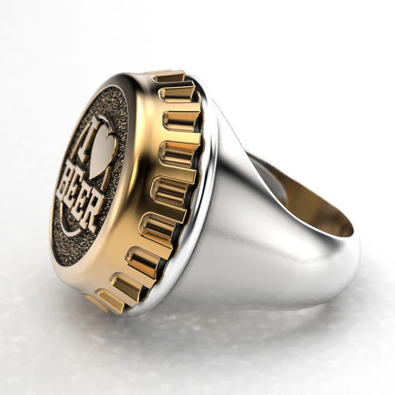 New Personality Creative Beer Cover Punk Men Ring Carving I love Fashion Cool for Hip Hop Anniversary Gift Jewelry | Украшения и