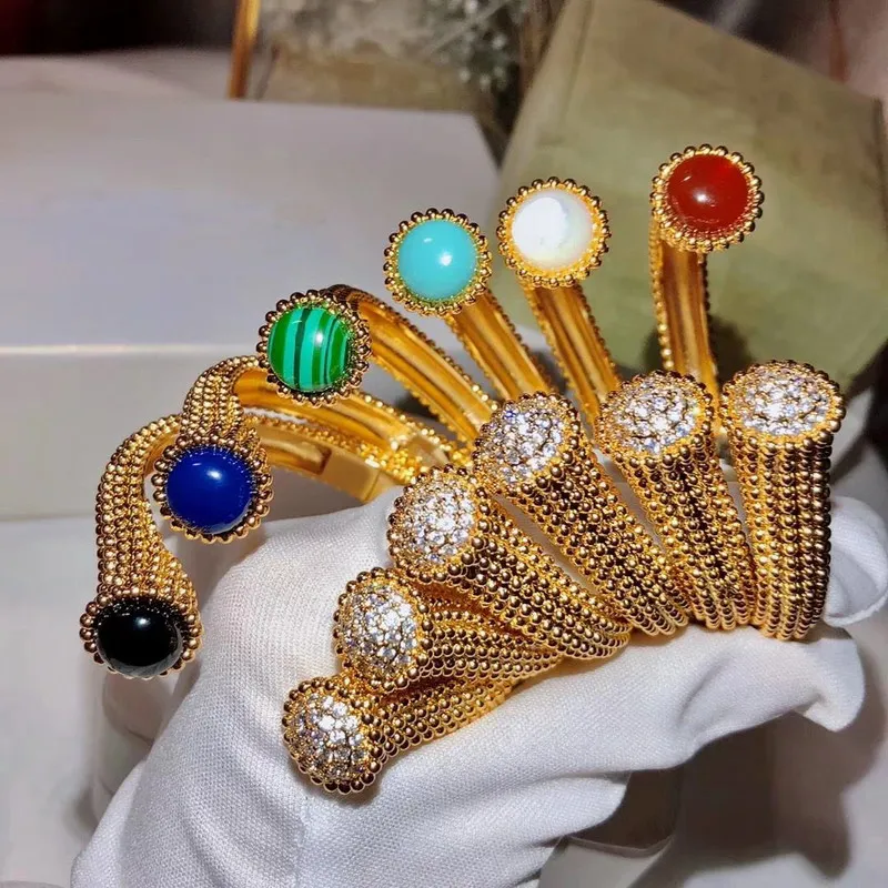 Женский Браслет манжета с круглой головкой и цирконом 6 цветов на выбор|Ювелирные