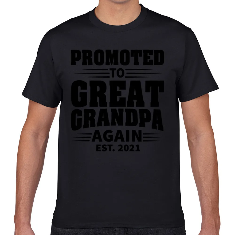 

Tops T Shirt Men promoted to grandpa est 2021 Summer Harajuku Geek Cotton Male Tshirt