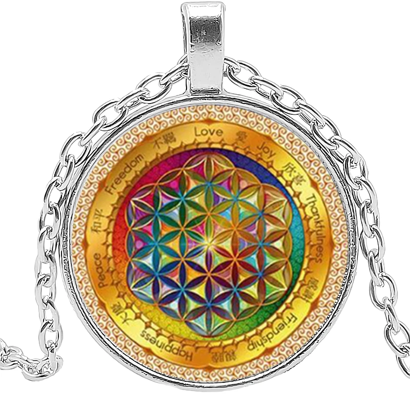 2019 Новая модная жизнь цветок ожерелье Йога чакра кулон Мандала модные стеклянные
