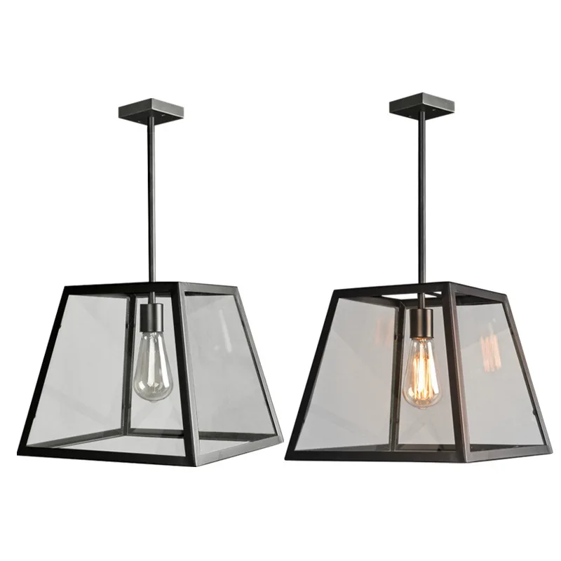 Люстра-бокс из железного стекла в стиле ретро потолочная лампа для гостиной