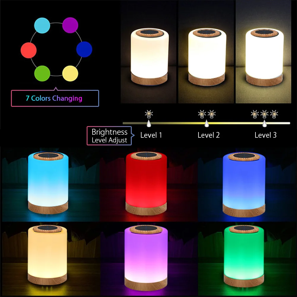 Светодиодный прикроватный ночник RGB сенсорная перезаряжаемая Настольная лампа с