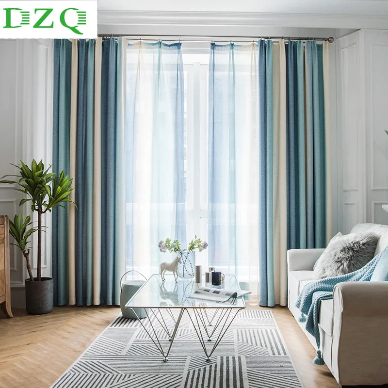 Полосатые затемняющие шторы для гостиной утолщенные льняные спальни