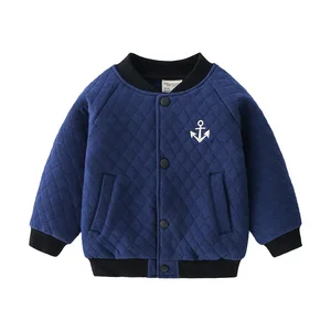 Куртка для мальчиков, на осеньзиму, хлопковая с 0-образным вырезом и длинным рукавом, с принтом