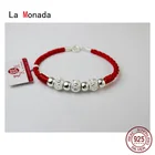 Браслет La Monada с красной нитью для рук, серебряный браслет с красными 925 пробы, браслеты для женщин, серебряные браслеты 925, пара