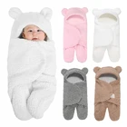 Детские спальные мешки, мягкое плюшевое одеяло, милый медвежонок, пеленка для детей 0-3 месяцев, теплые пеленки с разрезами