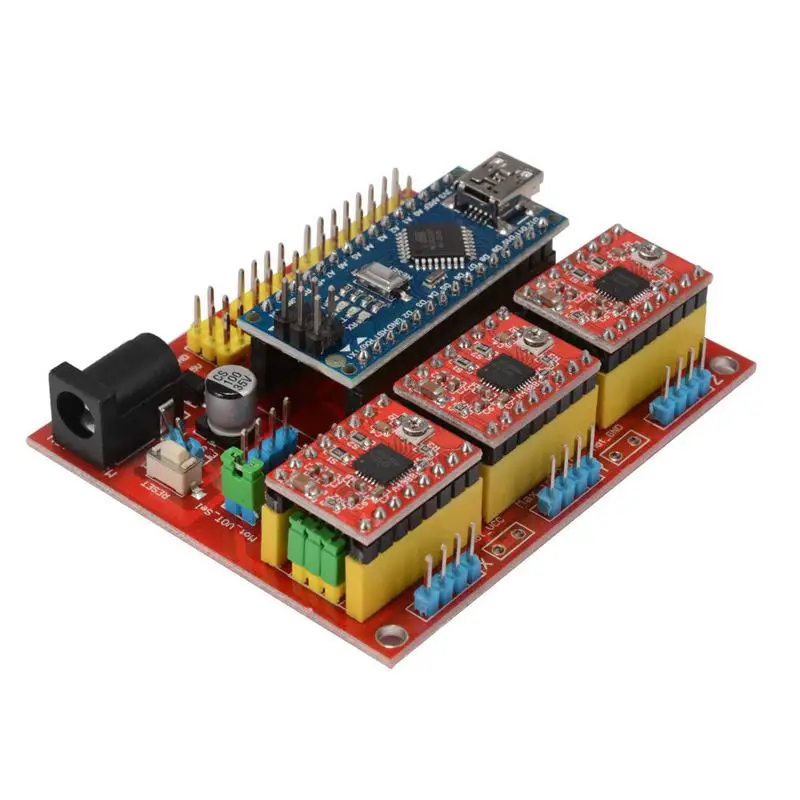 CNC Щит V4 Плата расширения Nano 3 0 шаговый Драйвер A4988 для Arduino 3D принтера TE732|Детали и