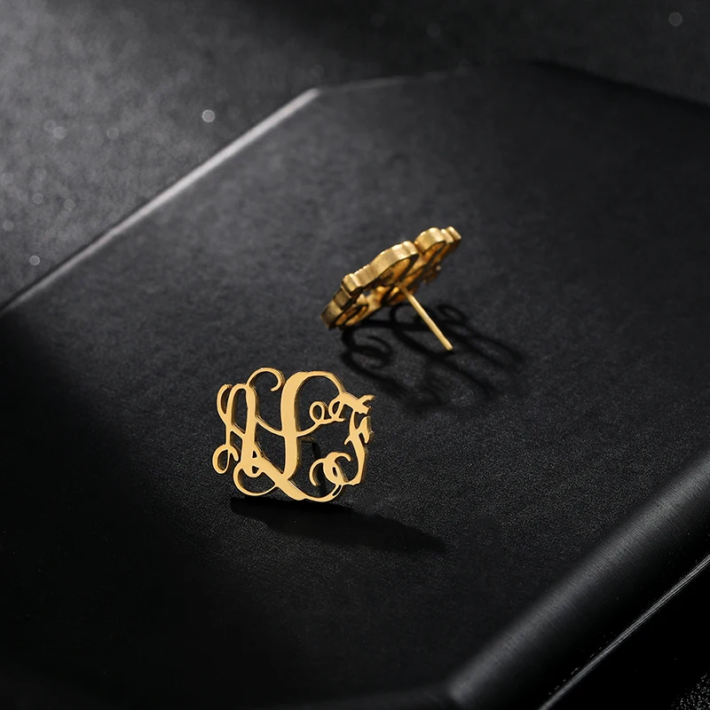 Серьги-гвоздики с монограммой на заказ серьги-гвоздики буквенным принтом