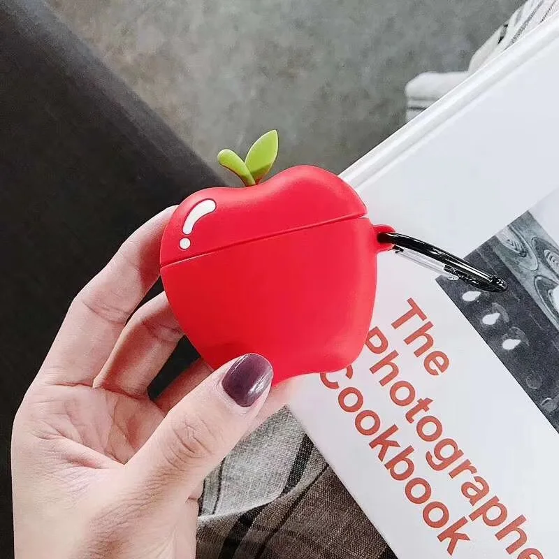 Красный/в форме розового ябока силикона Bluetooth Беспроводной чехол для наушников