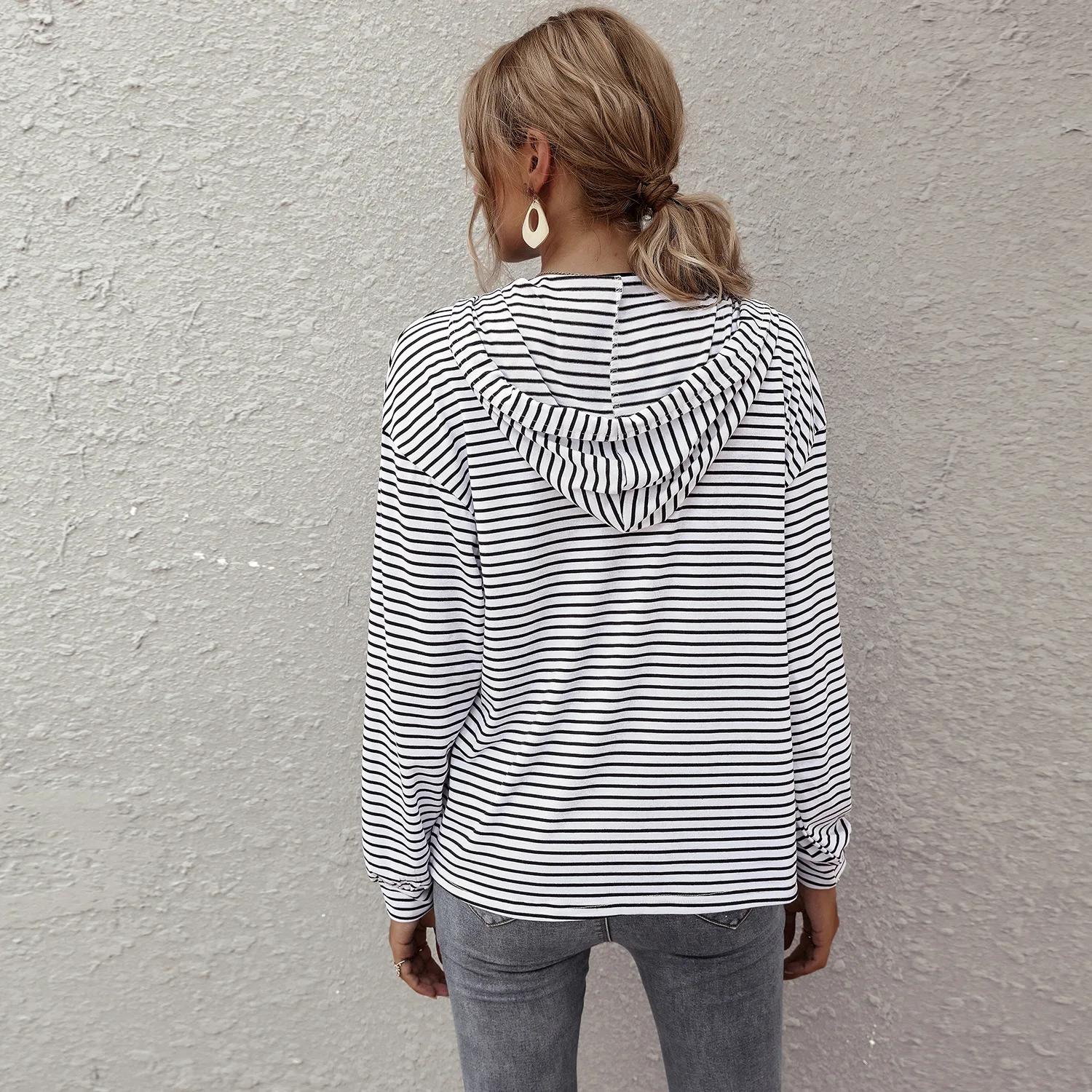 

Womens hoodies pullover sweatshirts 202 Autumn winter Striped Top Women's Loose Sweater Long Sleeve women sweatshirt hoodies