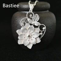 bastiee 999 sterling silver flower pendant for women luxury jewelry hmong handmade pendants necklace ethnic romantic charms gift