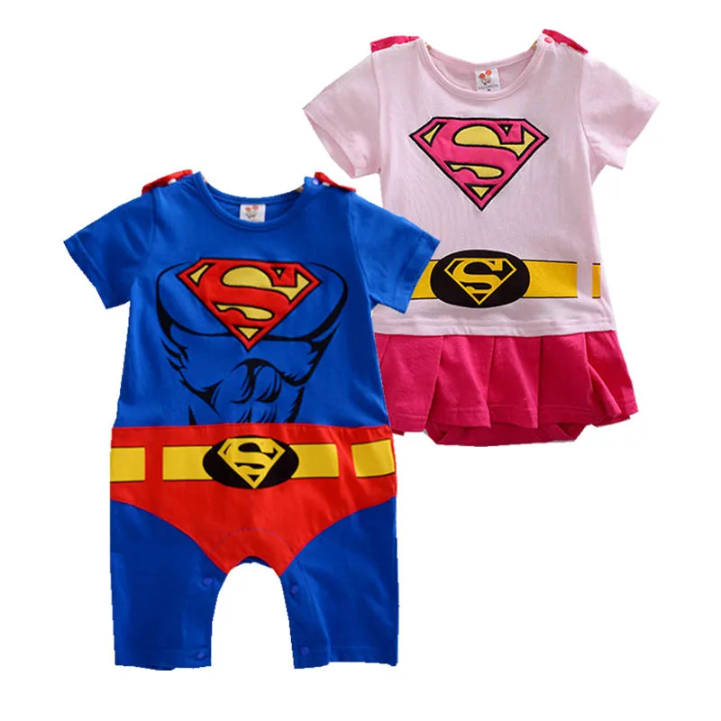 Toddler Superhero Costumes Infant Girls Boys Set Superman Supergirl Batman Romper Bebe Superheroe Cloak Baby Outfit | Мать и ребенок