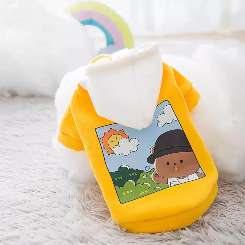 Новая популярная осенне зимняя Милая желтая синяя мультяшная толстовка с