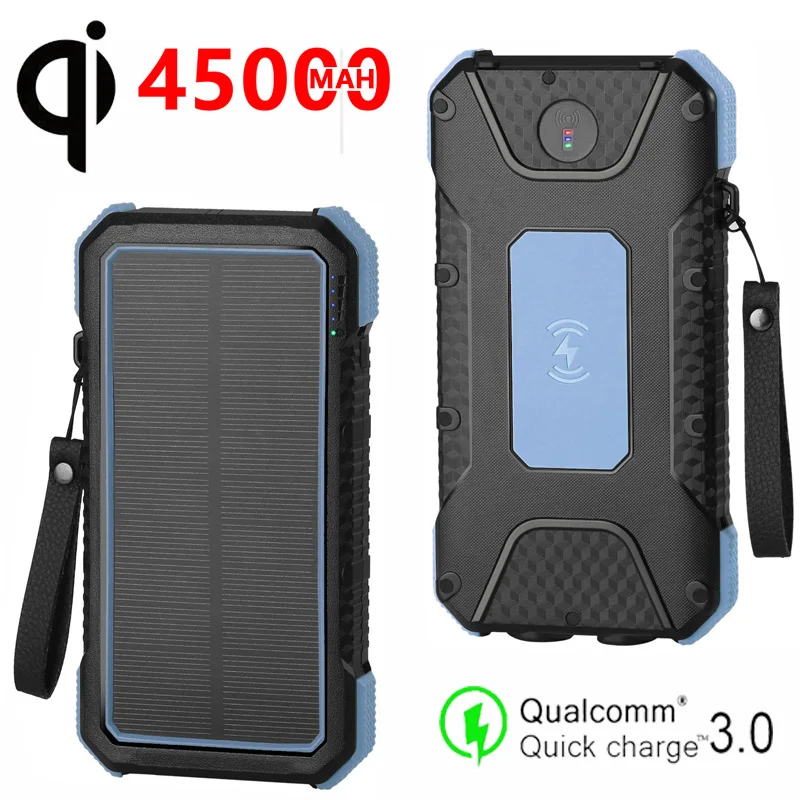 45000mah беспроводной Солнечный внешний аккумулятор портативное Внешнее зарядное устройство Быстрая зарядка
