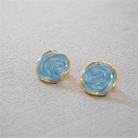 graceful starry sky flower earrings for women female vast ocean enamel glaze starry sky blue round wave handmade jewelry brinco