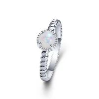 fashion round rings 925 silver jewelry with created opal gemstone finger ring accessories for women wedding promise party gift