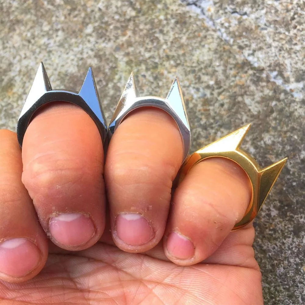 Punk Finger Ring Men Women Cool cute Cat Ear Self Defence Pendant Keychain Multifunction Outdoor Survival Tool Jewelry Gifts