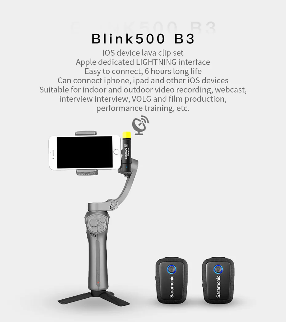 Boya Saramonic Blink 500 БЕСПРОВОДНОЙ Студийный конденсаторный микрофон петличный нагрудный микрофон для интервью для Android iPhone DSLR