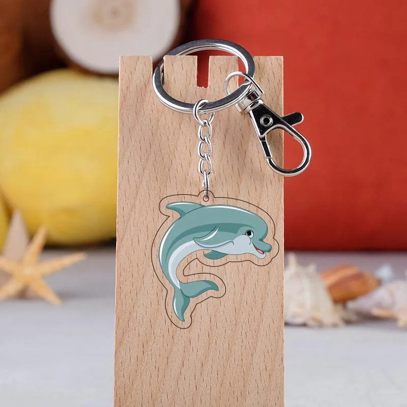 

Cute Cartoon Dolphin Keychains For Women Girl Shark Whale Pendant Acrylic Key Rings Lovely Woman Car Bag Jewellery Gifts