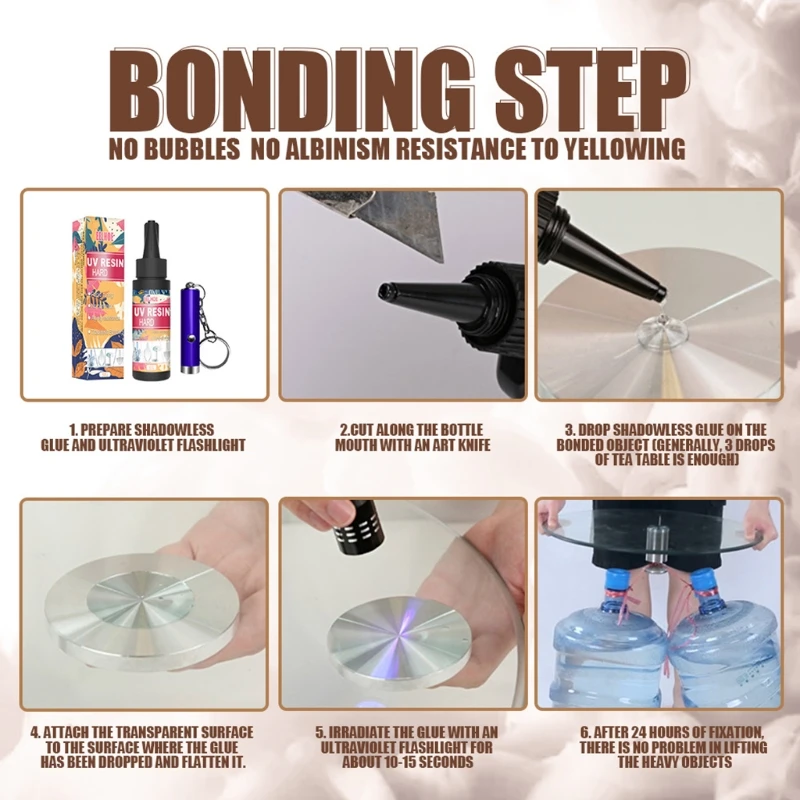 

1 Set Epoxy UV Resin Clear Hard Glue Ultraviolet Flashlight Curing Crystal Liquid for DIY Crafts Jewelry Making Supplies