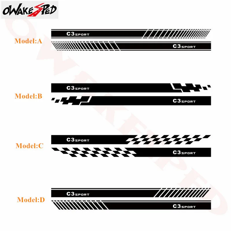 2PCS Auto Vinyl Decals Car Door Side Stripes Skirt Decor Sticker For-Citroen C3 Sport Styling Accessories Stickers | Автомобили и