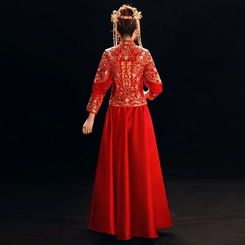 

Chinese Women New Wedding Dress Chinese Style Marriage Set Suzhou Embroidery Cheongsam Oriental Bride Costume Lady Gift