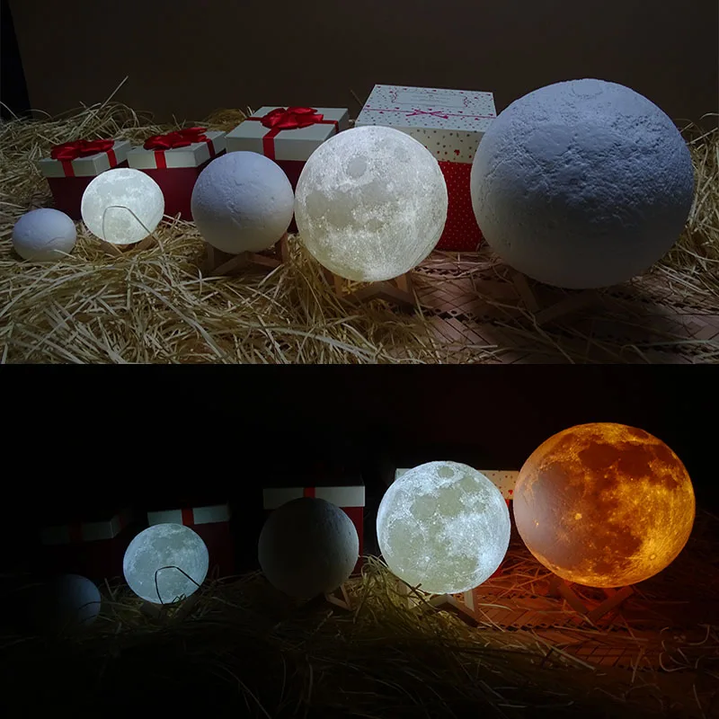 Перезаряжаемая лампа в виде Луны с 3D рисунком ночник для спальни книжного шкафа