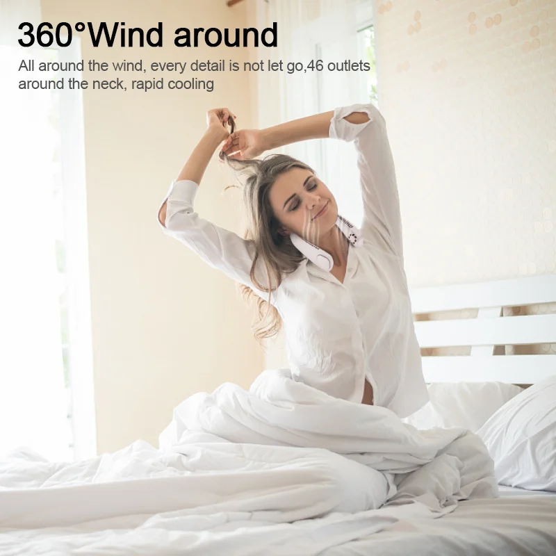 

Mini Neckband Fan Portable Bladeless Fan Rechargeable Leafless Hanging Fans Air Cooler Cooling Wearable New Neckband Fans