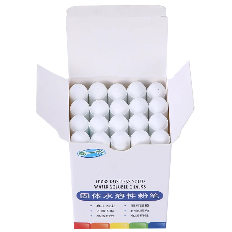 

Mixed Colour White Chalk Sticks Pack Water Soluble Kids Playground School Art Learning SP99