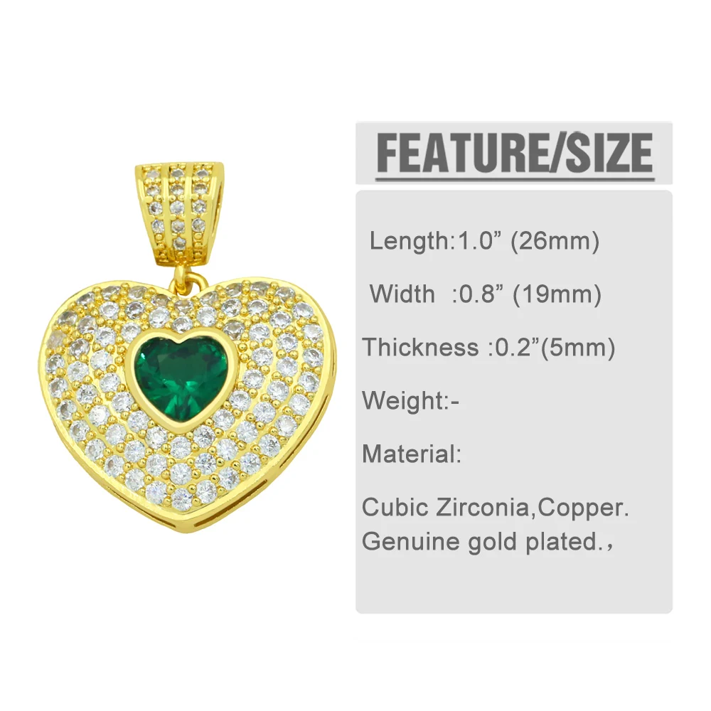 OCESRIO позолоченный медный большой кристалл ожерелье Красное сердце кулон