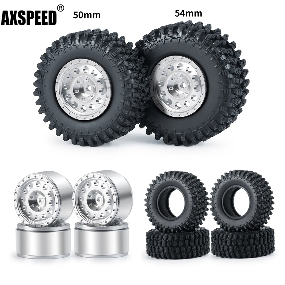 

AXSPEED 4 шт. 1,0 "Литые колеса с бисероплетением, стандартные резиновые шины для радиоуправляемого гусеничного автомобиля 1/24 Axial SCX24 AXI90081 AXI00001 ...