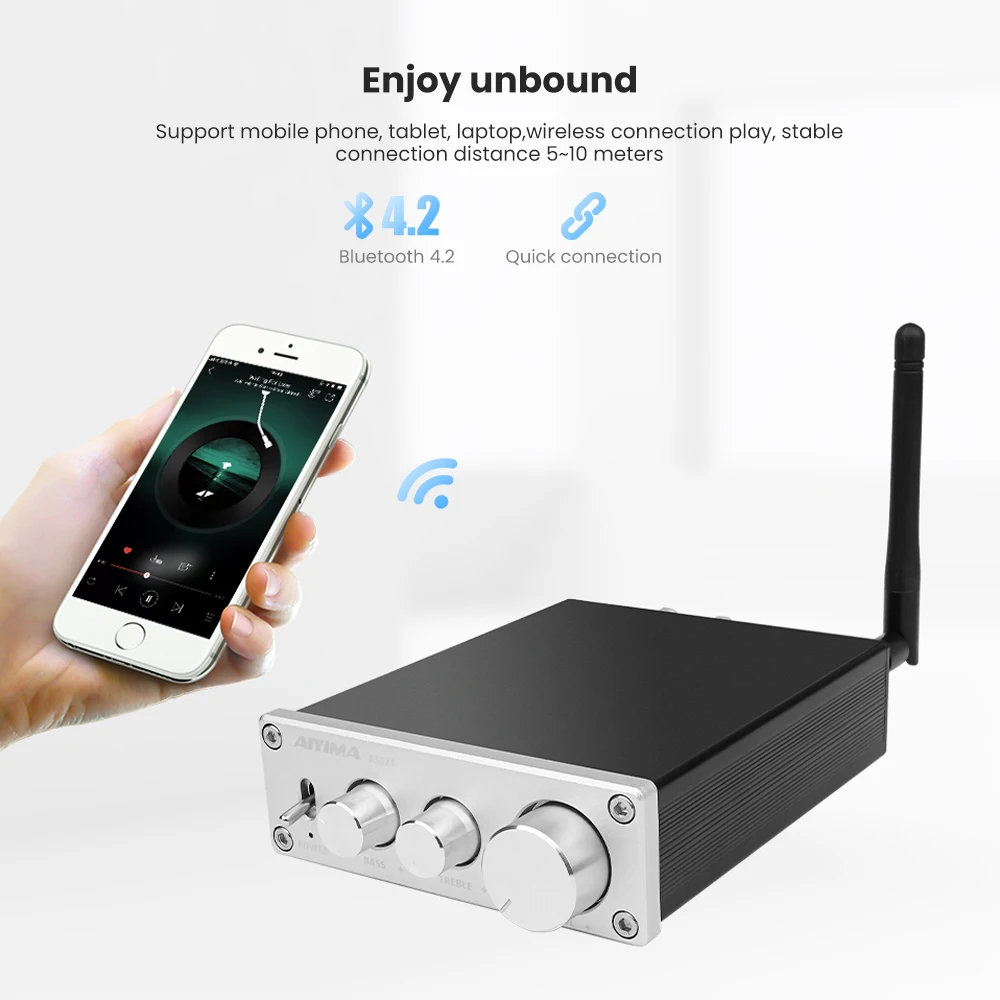 AIYIMA TPA3116D2 Bluetooth 4,2 усилитель мощности 50Wx2 стерео TPA3116 цифровой усилитель звука мини домашний аудио усилитель