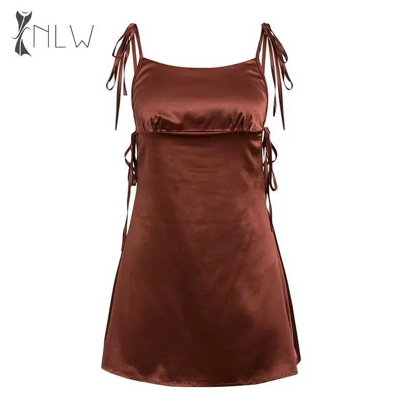 NLW сексуальные Сатиновые вечерние платья с открытой спиной женские мини на