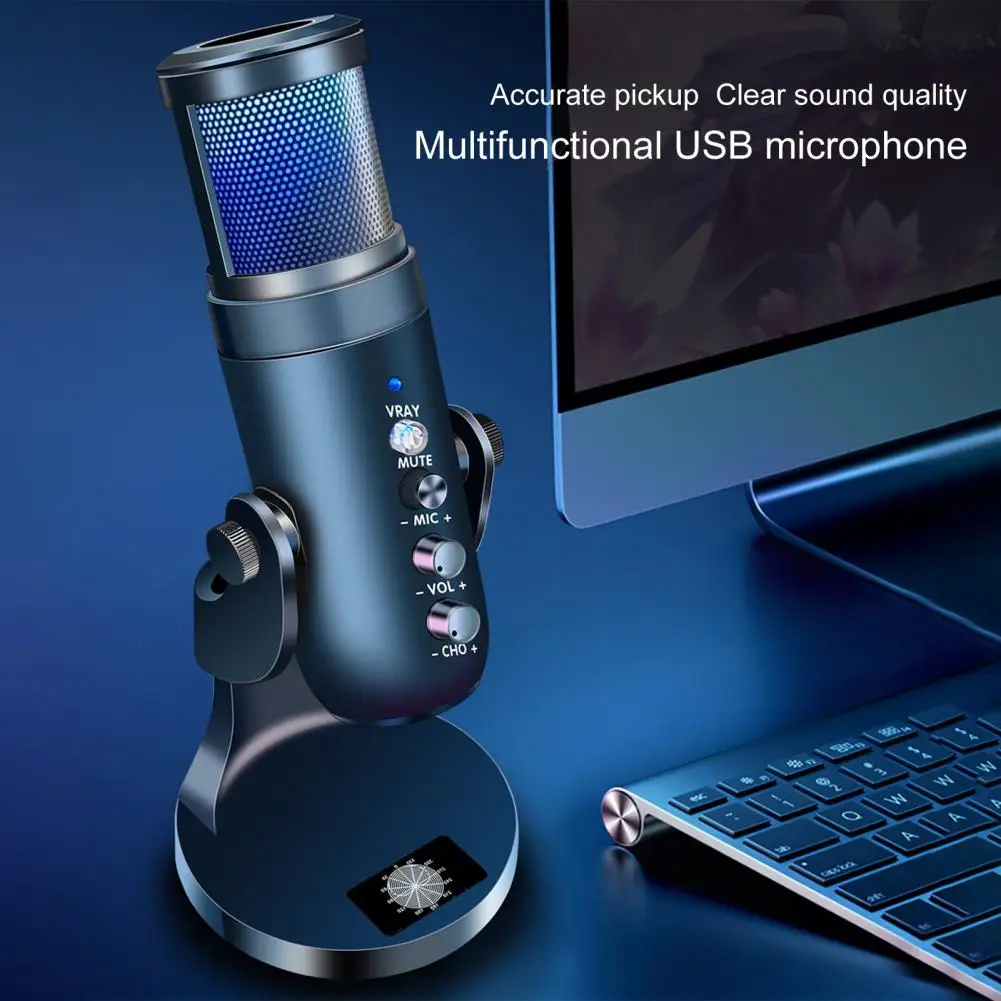 

Конденсаторный USB-микрофон для компьютера, USB-микрофон для ПК, подставка для микрофона, поп-фильтр для игр, подкастинга, записей, наушников