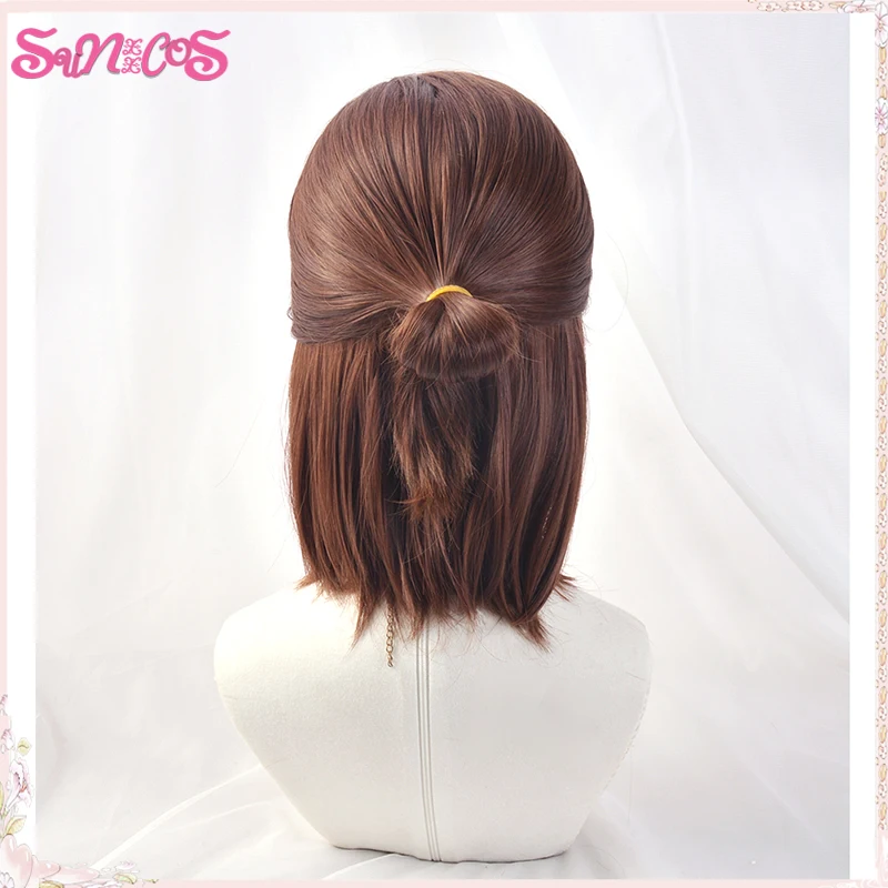 The Last of Us Ellie Cosplay Wig Game Brown Short Side Parting  Anime Hair  HalloweenHeat Resistant Synthetic Hair Free Wig Cap