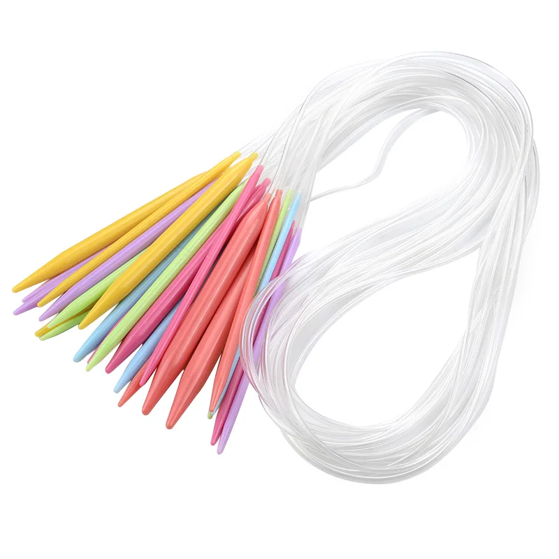 

12 шт. ABS красочный вязаный свитер круговые иглы инструмент, комплект одежды для девочек ростом 80 см Длина Вязание иглы 3,5 мм до 12,0 мм пластико...