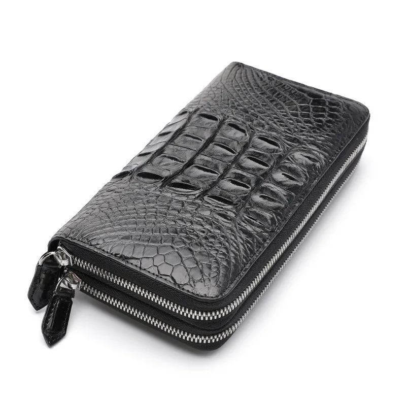 2021 New Designer Luxury Crocodile Leather Men's Handbag Double Zipper Men Long Wallet Vintage Genuine Leather Man Clutch 50