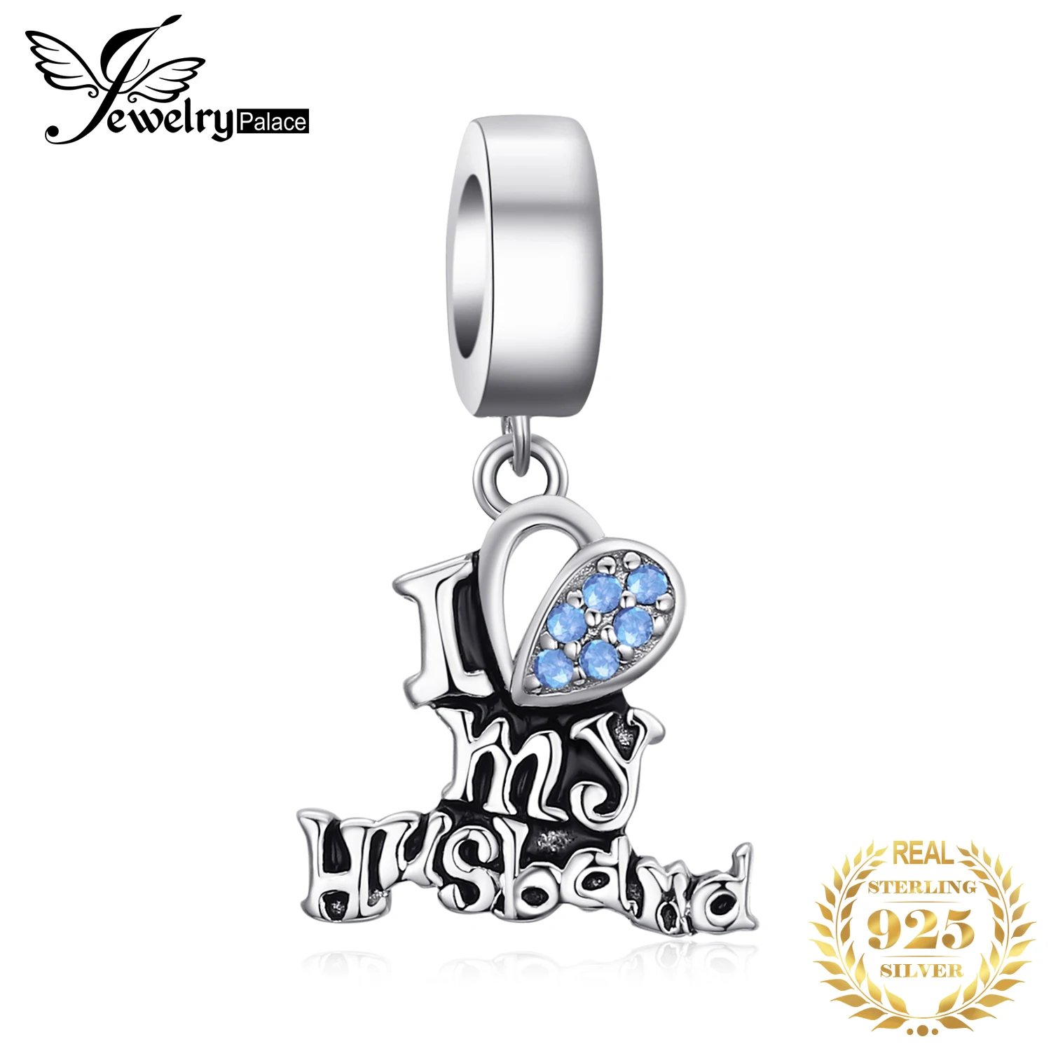 JewelryPalace я люблю своего мужа создан Синий Nano Сердце 925 пробы серебра очарование подходят Браслеты шарик шарма очаровательные модные